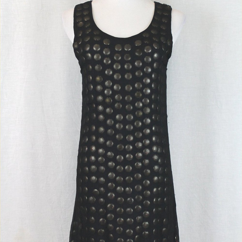 DIABLESS SWEDEN Sheer Sheer Black Silk Chiffon Beaded Avante Garde Mini Dress XS